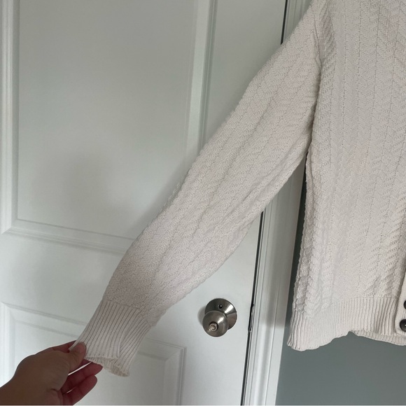 Vintage Croft & Barrow White Knit Button Down Long Sleeve Grandpa Cardigan - Picture 4 of 13